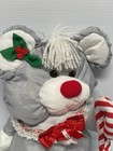 Vintage 1987 Fisher Price Puffalumps Christmas Candy Cane Gray Mouse Plush