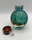 Murano Sommerso Art Glass Faceted Perfume Bottle W Stopper 6 5    Blue Vintage