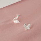 925 Silver Plated Double Layer Butterfly Screw Ear Studs Women s Elegant Earring