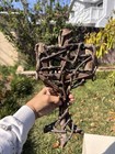 Unique Vintage Rare Rustic Pair Wooden Candelabrum 13    12    Intertwined Branches