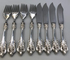 Grande Baroque By Wallace Sterling Silver Group Of 4 Fish Knife And Fork Sets