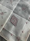 Vintage Handkerchief Hankie Monogram P Pink Embroidery Madeira Linen Nwt