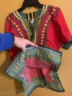 Traditional African Dashiki Shirt Red Tribal Print Boho Hippie Unisex Tunic S