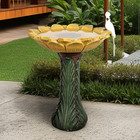 24 4inh Elegant Sunflower Design Bird Bath For Outdoor Garden Durable Birdbath