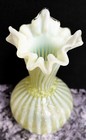 1901 pan american Expo  vase yellow Vaseline Glass white Stripes scarce awesome 
