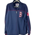 Majestic Mens Boston Red Sox Baseball Jacket Full Zip Navy Red Size Medium Mlb