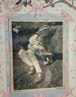 Vtg Photo Rppc Framed Little Girl Outdoors 8x10 Frame Baby Nursery Decor
