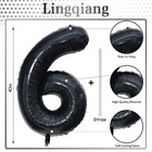 Black Balloon Number 6  40 Inch Large Self Inflating Foil Number Balloons 09    