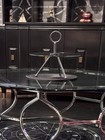Rare Vintage Italian Mid Century Modern Tripod Glass Mini Table Ring Handle 14   