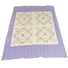 Vtg Handmade Baby Quilt Blanket Hand Stitched Embroidered Crib 38 X 47 Purple