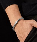 Rhona Sutton Silver Cross Beaded Rope Stainless Steel Bracelet