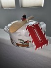 Dachshund Ceramic Holiday Soup Tureen  candy Dish   Pot W lid   Wooden Spoon New