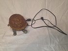 Vintage Turtle Lamp Amber Tiffany Style Glass Brass Base Tortoise Night Light