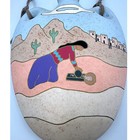 Vtg Az Navajo Handpainted Pottery Wall Pocket Vase Pueblo Scene 9 5  Signed