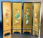 Vintage Chinese 4-panel Double Sided Tabletop Screen