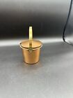 Vintage Copper   Brass Bucket Condiment Jar With Lid And Handle  3 Inch High