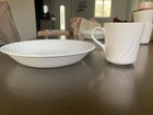 Corelle By Corning White Swirl Dinner Set 8-piece Plates   Cups Microwavable