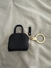 Kate Spade New York Black Leather Mini Purse Bag Charm Key Chain Gold Ring