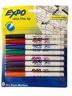 Lot Of Expo Markers Ultra Fine Tip 8 Pack 2 In 1 Chisel Tip Vis-a-vis Wet Erase