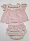 Vintage Alexis Pink Lace Baby Dress Set With Handi-panti Vinyl Lined  13-18 Lbs