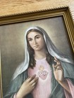 Vtg antique Immaculate Sacred Heart Of Mother Mary Religious Art Print 9 5x11 5
