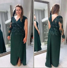 Plus Size Mother Of The Bride Dresses A-line V-neck Chiffon Appliques Beaded