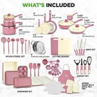 Nutrichef 54-pcs Home Kitchen Cookware High-quality Ceramic  blush Pink 