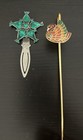 Lot Of Two Vintage Bookmarks Cloisonn   Enamel Gold Tone Swan Rhinestone Star