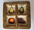 Fruition By Tabletops Unlimited 4 Part Sq 14  Serving Platter Brown Fruit Design