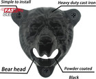 Black Bear Head Cast Iron Beer Bottle Opener Wall Mounted Grizzly Teeth For Man