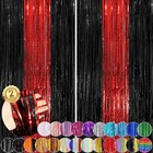 Fringe Curtain Party Streamers 3 3 X 8 3 Ft Foil Fringe 2pack Black Red