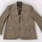 Robert Graham Blazer Mens Sz 46 Tan Glen Plaid With Blue Windowpane Bold Lining