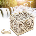 Diy Wood Wedding Card Box  Rustic Wed Gift Money Box Holder With Lock Hollow Env