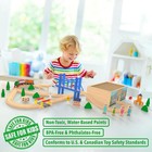 Toys 52 Pcs Deluxe Wooden Train Set With 3 Destinations Fits Thomas  Brio  Chugg