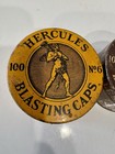 Vtg Hercules Round Tin Litho Empty Blasting Caps 100 Ct  6 Wilmington Delaware