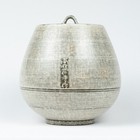 Korean Buncheong Mishima Mizusashi Water Jar With Stamped Decoration