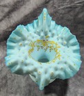 Antique Victorian Hand Blown  Hand Painted Art Glass Ruffled Jack In Pulpit Vase