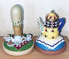 Lot Of 2 Brown Bag Cookie Art Stamps Tea Party And Teapot Stamp Hill Design