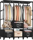 Portable Closet sturdy Stable Large Capacity Wardrobe Closet clothes Rack Wit   
