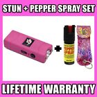 2pc Self Defense Tool Kit   Stun Gun Led Flashlight W  Pepper Spray Floral Pink