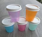 Tupperware 2oz Round Midgets Cups Storage Containers Set Of 5 Snap Lids Pastel