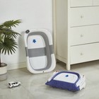 Upgraded Gray Folding Baby Bath Tubwith Thermometer mat newborn infant Bath Time