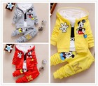 3pc Toddler Kids Baby Boy Girl Mickey Hoode Coat t Shirt pants Clothes Set
