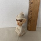 Lefton  Christmas Elf Pixie White Sitting Winking Pearlescent Figurine 