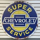 Large 36  Chevrolet Super Service Chevy Auto  Gas   Oil Reproduction Metal Sign