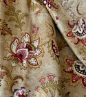 Antique 19th Century French Indienne Paisley Floral Fabric   Olive Eggplant Red