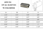 T316 Stainless Steel Sleeves Crimps For Cable Wire Swage Line 1 32  To 5 16 