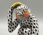 Herend Figurine - Monkey Thinking - Black Fishnet W  Rust Accent