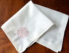 Vintage Hanky 1940s Hand Embroidered Pink Madeira Monogram Initial  e  Linen