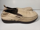 Crocs Walu Loafers Men s Size 9 Tan Burlap Canvas Slip On Casual Comfort Shoes